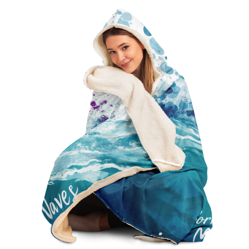 "BORN TO SWIM" Hooded Blanket Micro Fleece - AOP