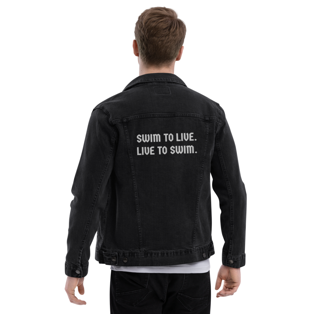 "Swim To Live, Live To Swim" - Unisex denim jacket